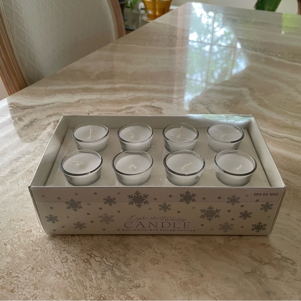NEW White Mini Votive Set - 8-Piece White Wax Candles Collection